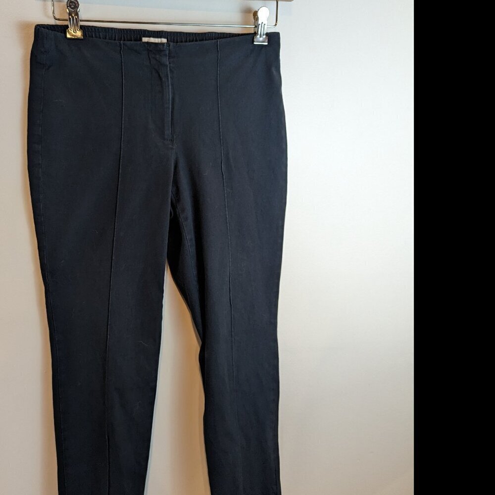 J. Jill Pintucked Ponte Slim-Leg Pants in Navy, Sz 6